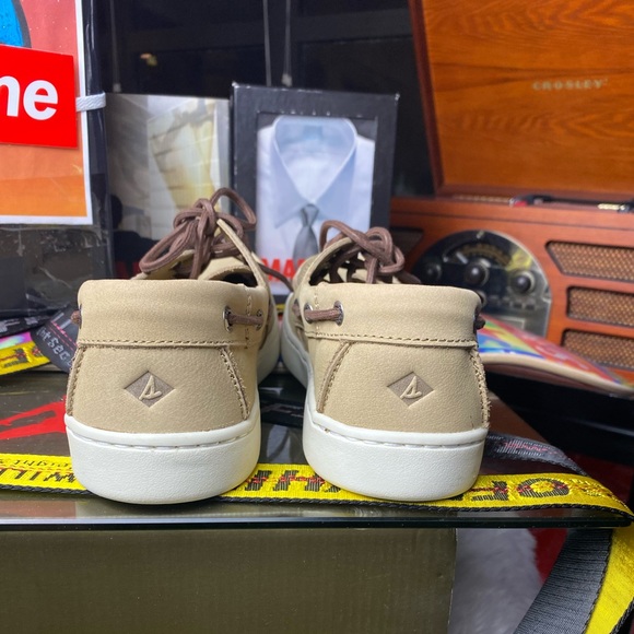 🆕 - Sperry Top Sider - Beige Boat Shoes - 9.5/10 - Picture 3 of 7